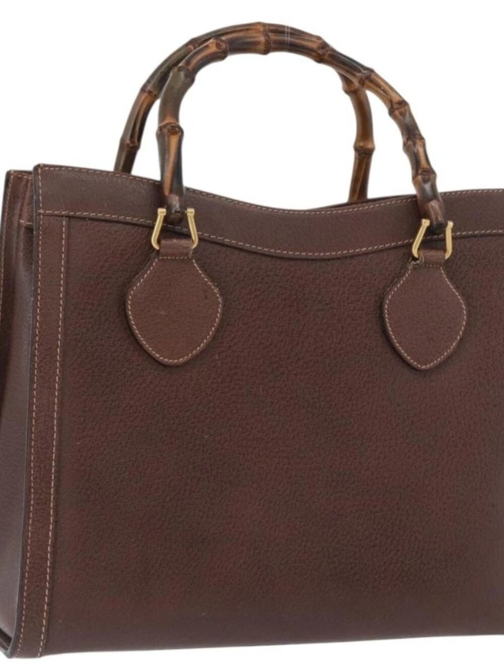GUCCI Bamboo Hand Bag Leather Brown Gold 002 123 0260 Auth